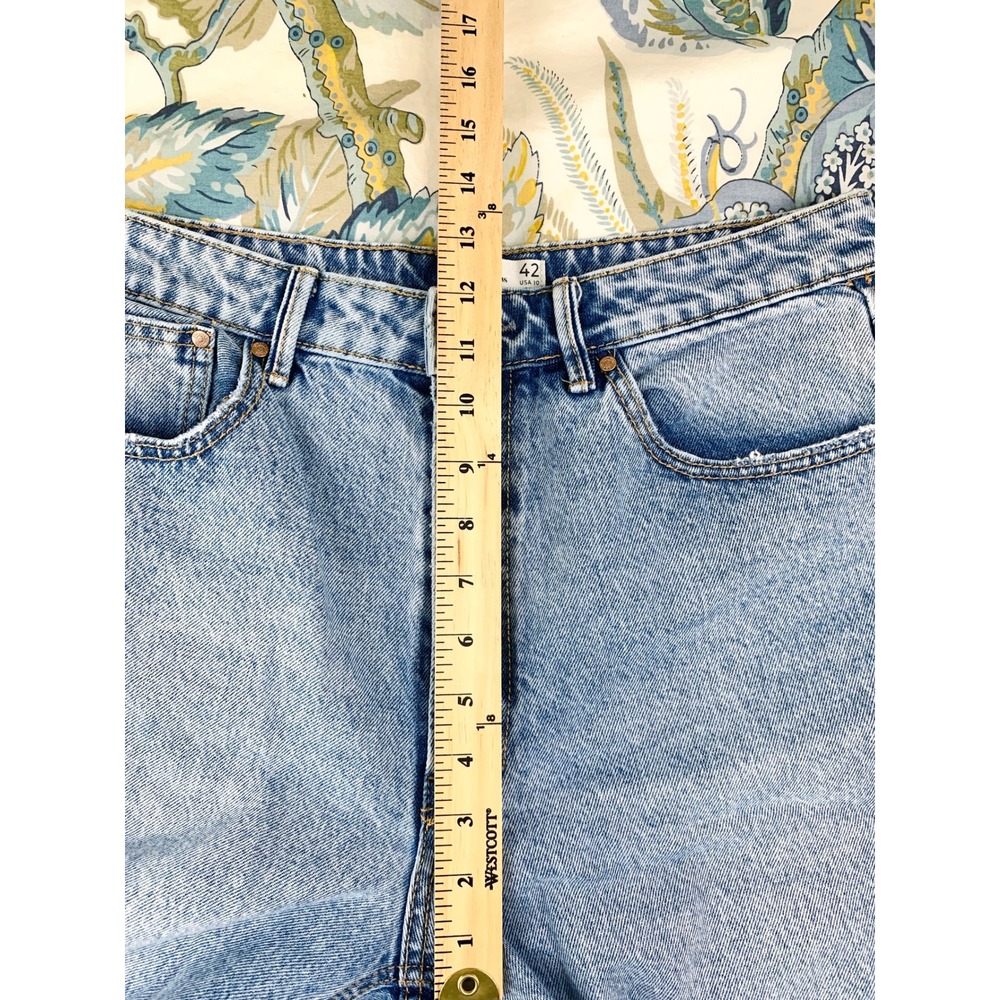 Stradivarius High Waisted Wide Leg Jeans Light Blue Wash Size 10 EUR 42 Baggy - Picture 14 of 16